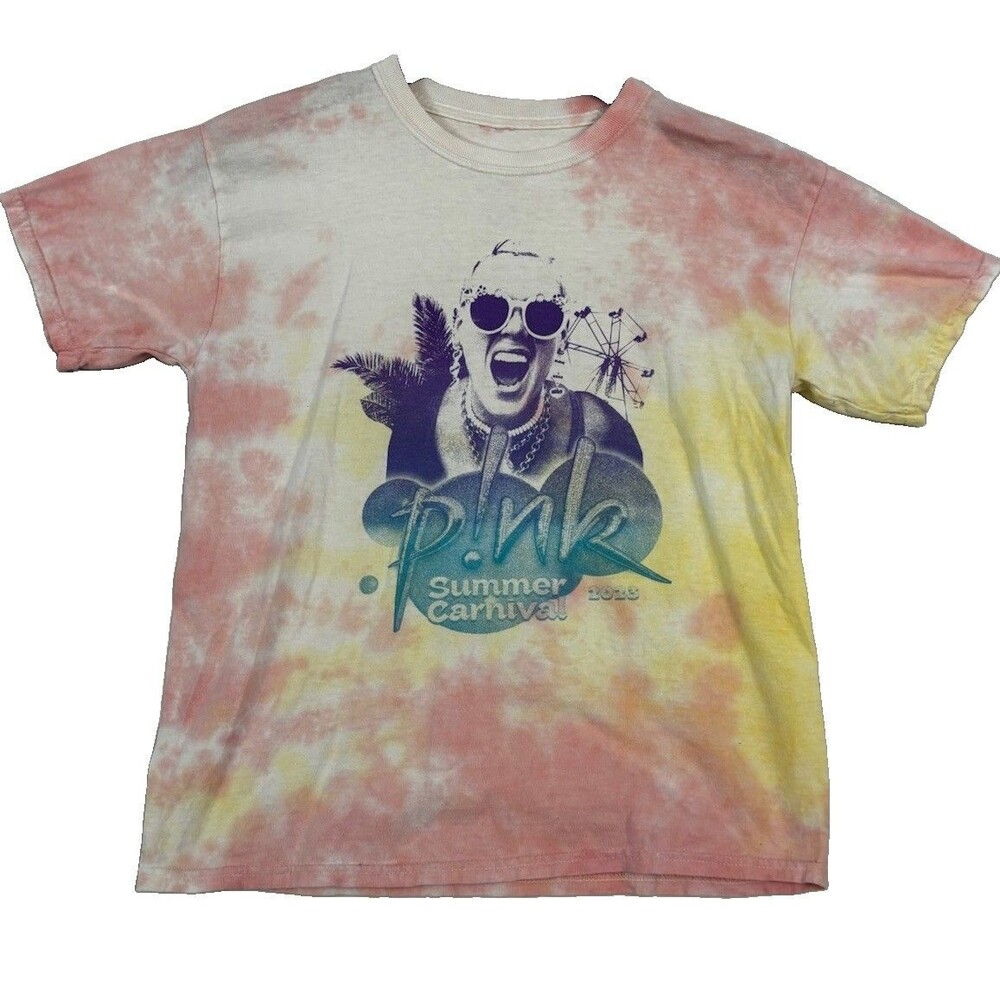 P!NK Summer Carnival 2023 Tour Tie Dye Graphic T Shirt XL Concert Cotton Tee